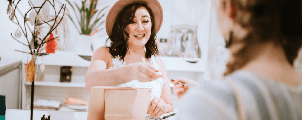 Business owner accepts payment