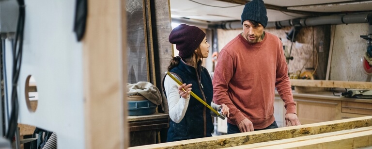 Two contractors who have limited liability insurance discuss measurements


