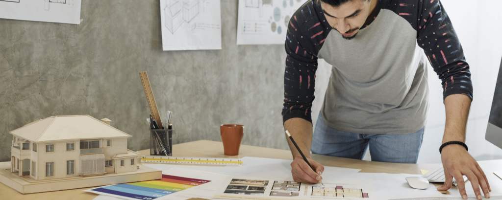 architect working on building plans