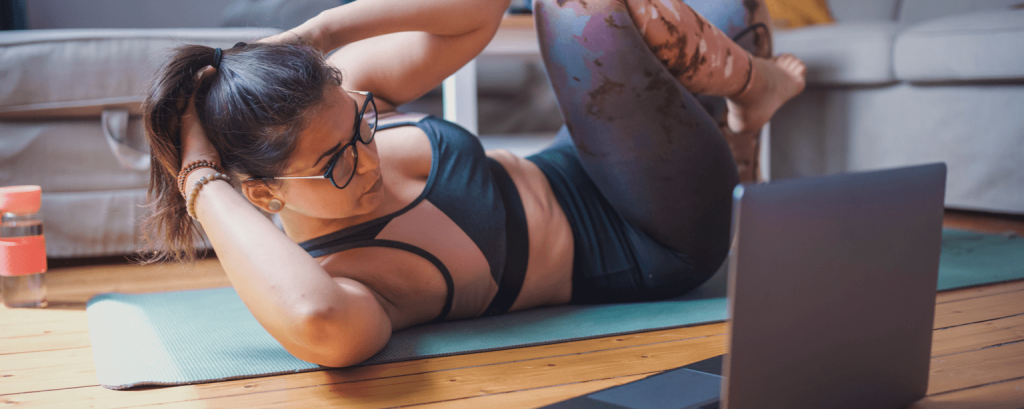 Yoga instructor with a Massachusetts business insurance teaches a zoom class
