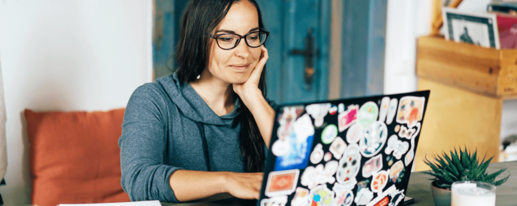 Business owner works at her laptop