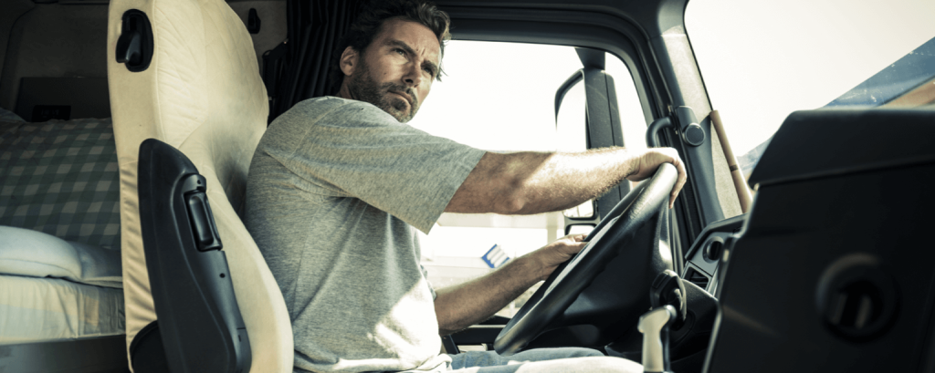 Truck driver in vehicle