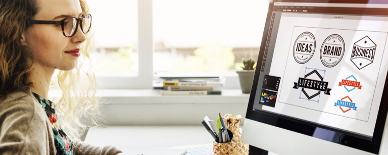 Web designer working with photo editing software