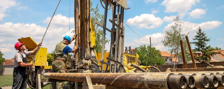 Well drilling equipment in field