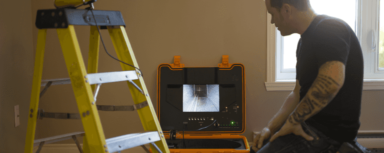 Contractor uses camera to inspect vent