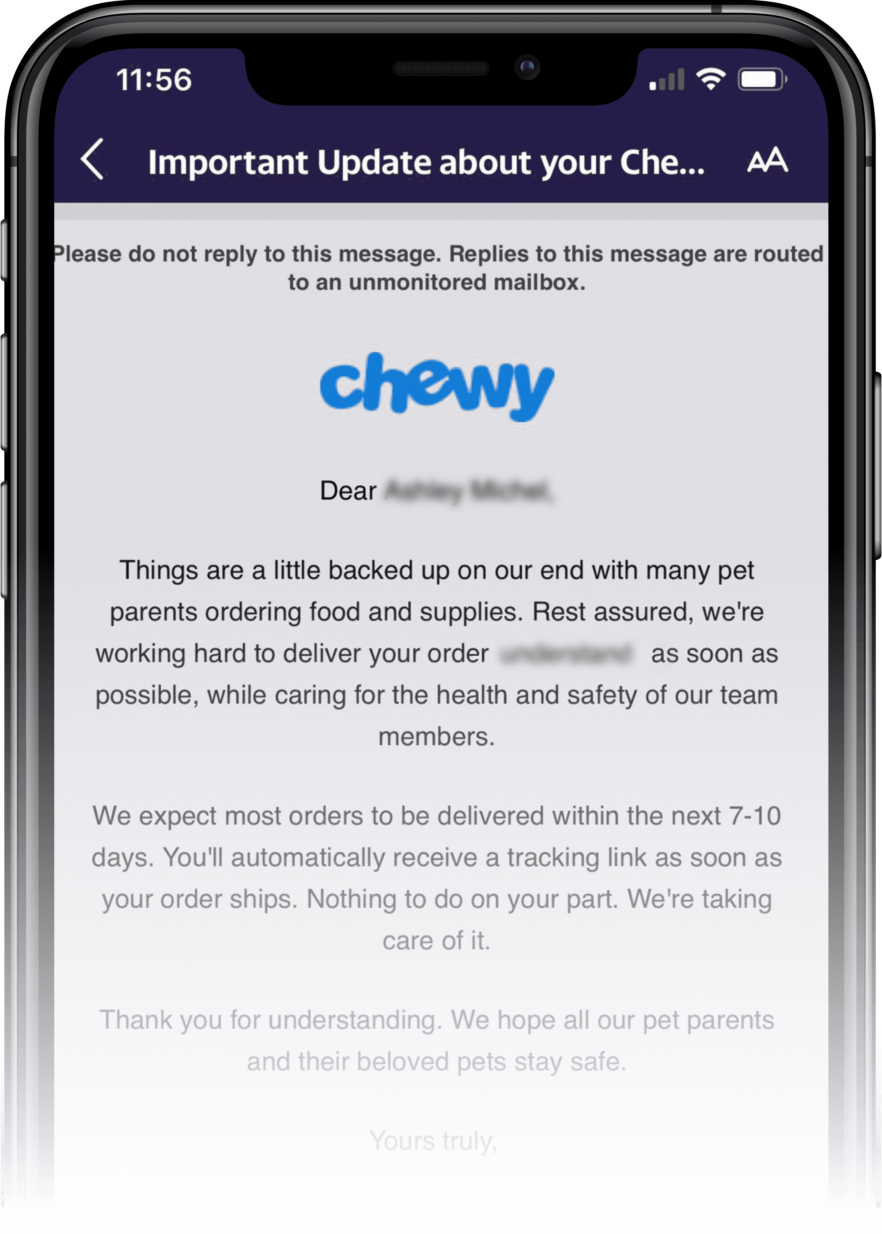 chewy email example