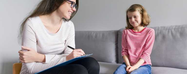 Mental health counseling session with child