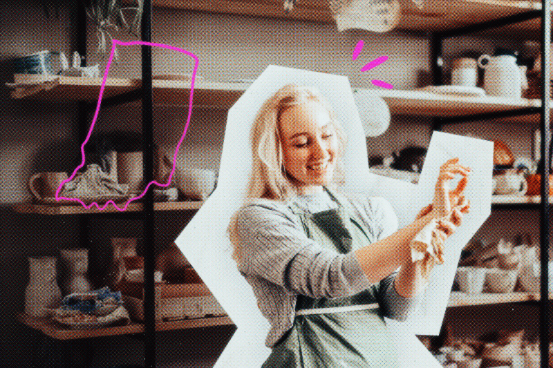 Indiana business owner in her shop.