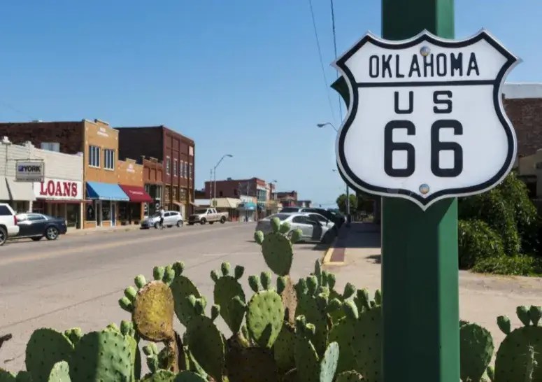 view of a small town main street in Oklahoma