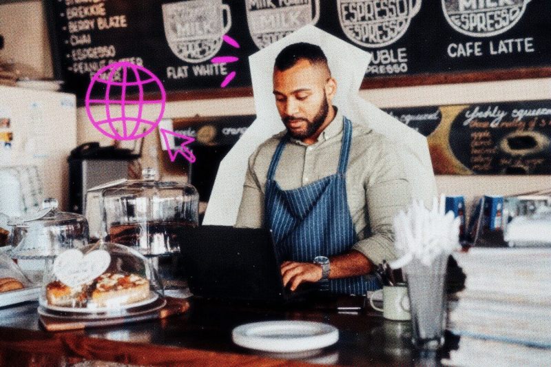A business owner working on upgrading his website
