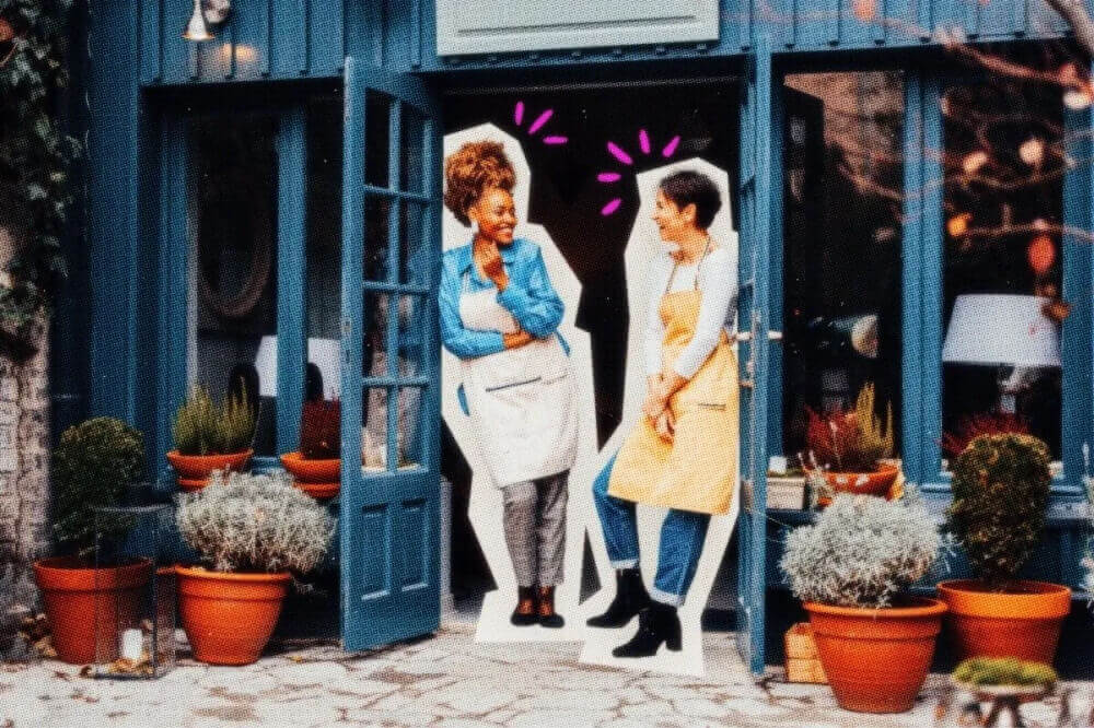 Two business owners celebrating small business week