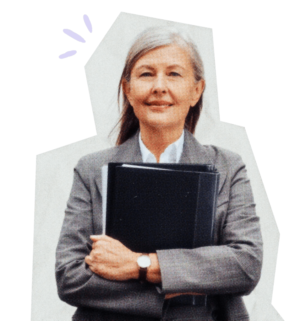 Professional woman holding a notebook