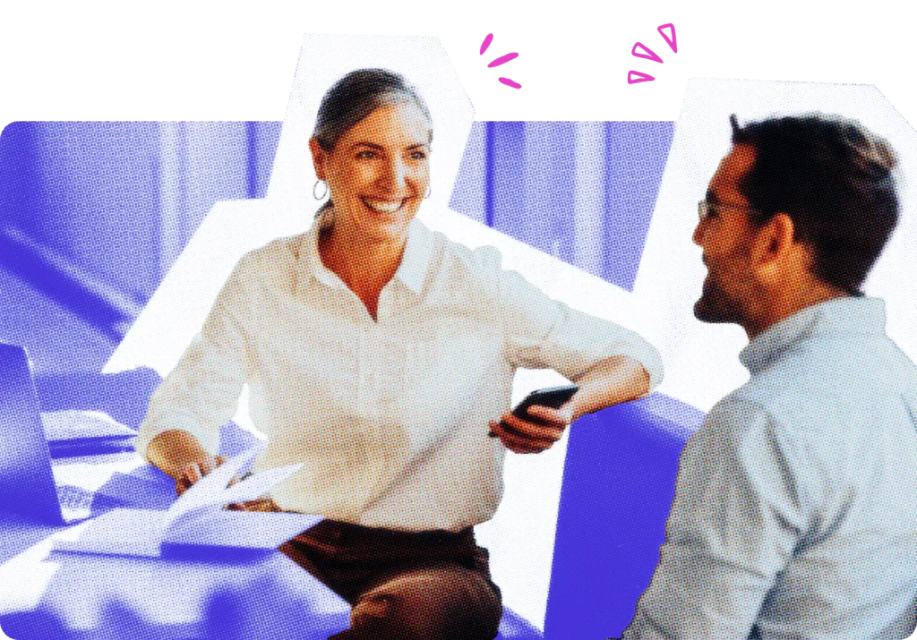 Recruiter talking with a client.