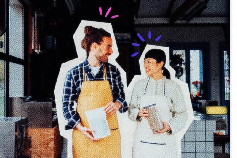 Business owner and employee talking