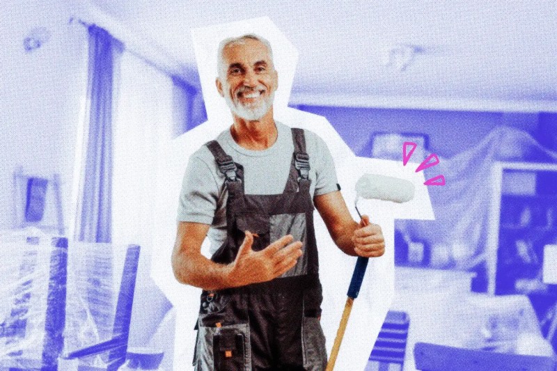 Smiling painter.
