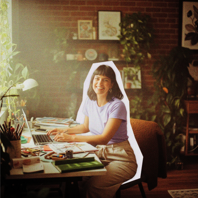 solopreneur at desk
