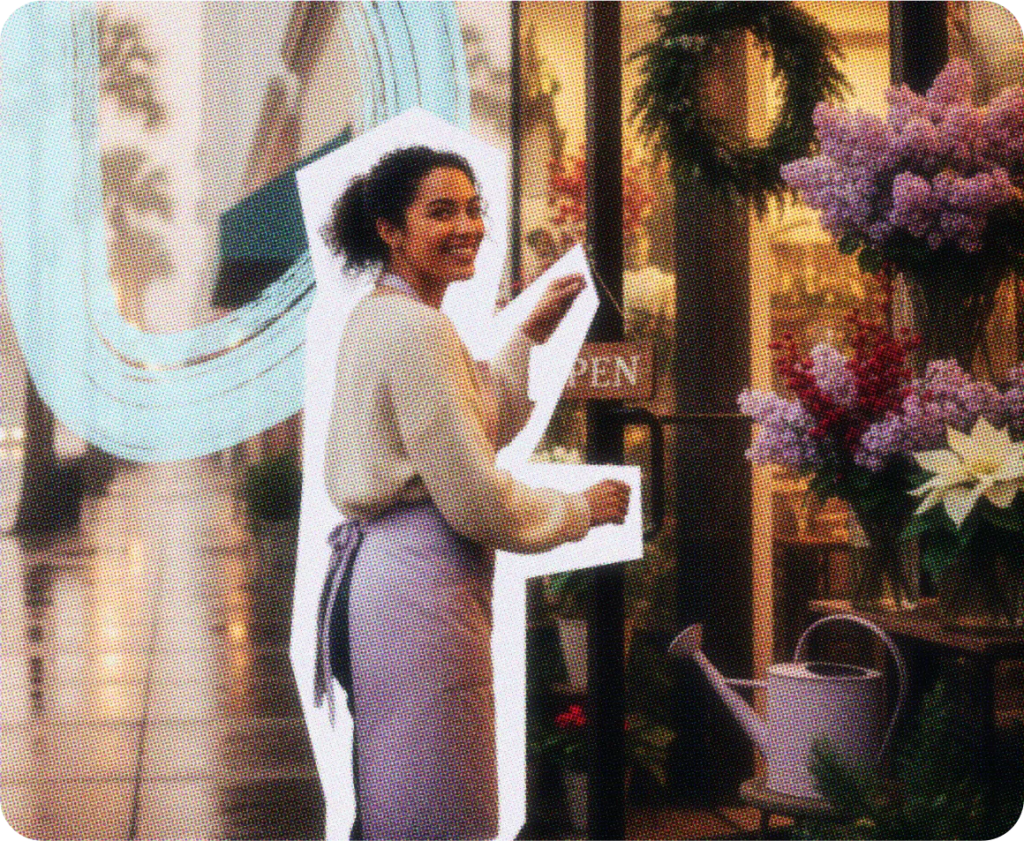 Small business owner in Florida opening her florist store