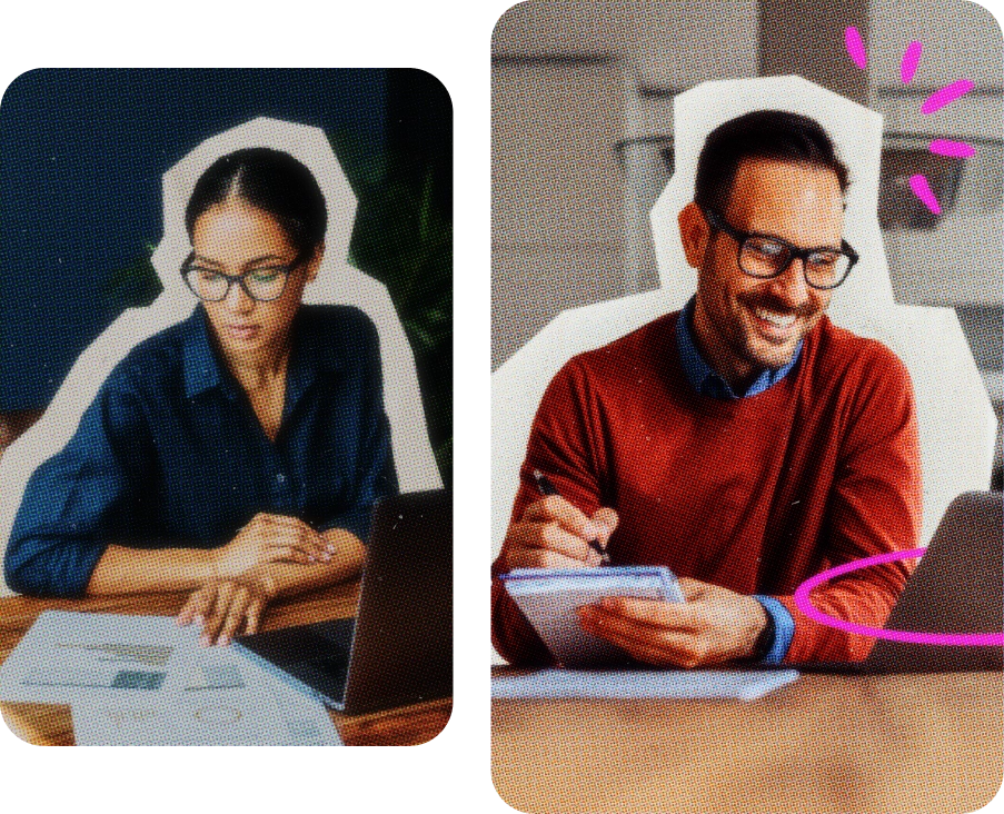 A woman and man doing businesses