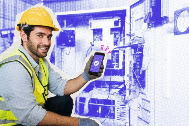 Electrical contractor at work