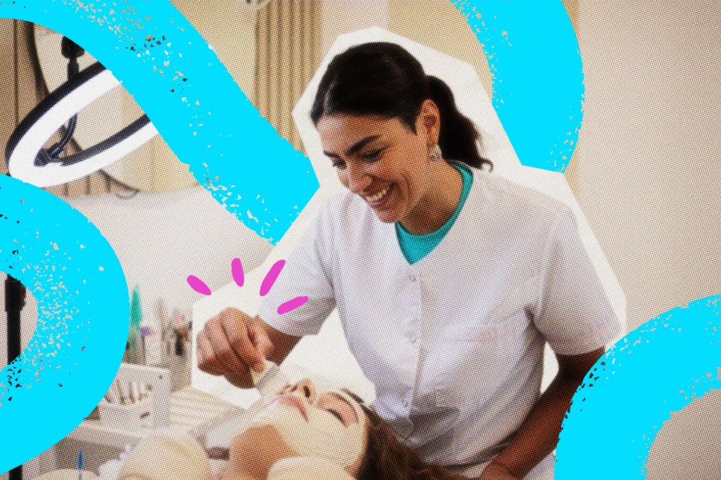 Esthetician working on a client