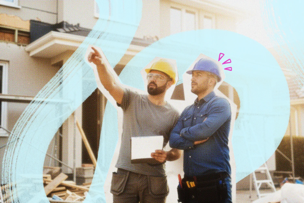 Contractor and customer talking at a job site