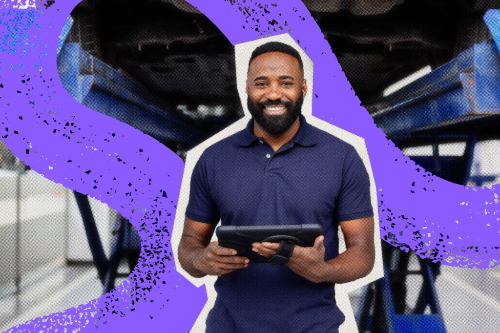 Garage owner working with a tablet