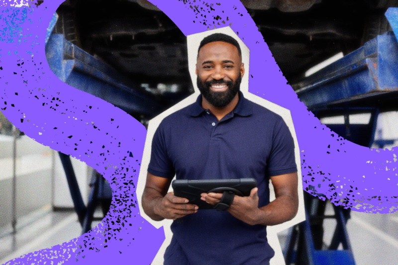 Garage owner working with a tablet