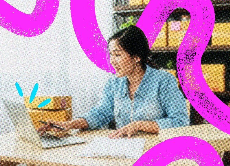 An ecommerce retailer working on her laptop.