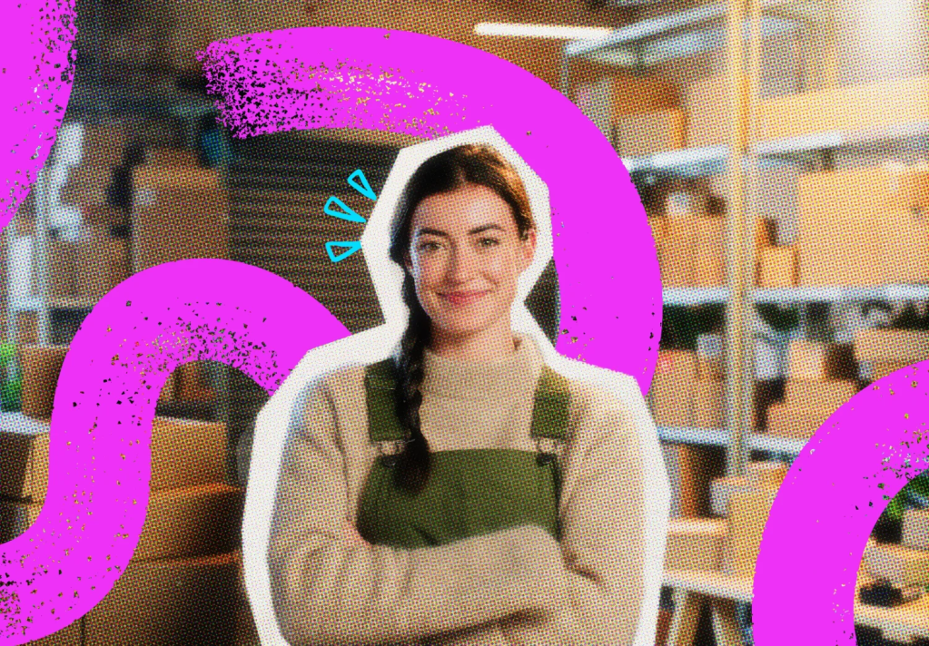 A business owner standing in her inventory room