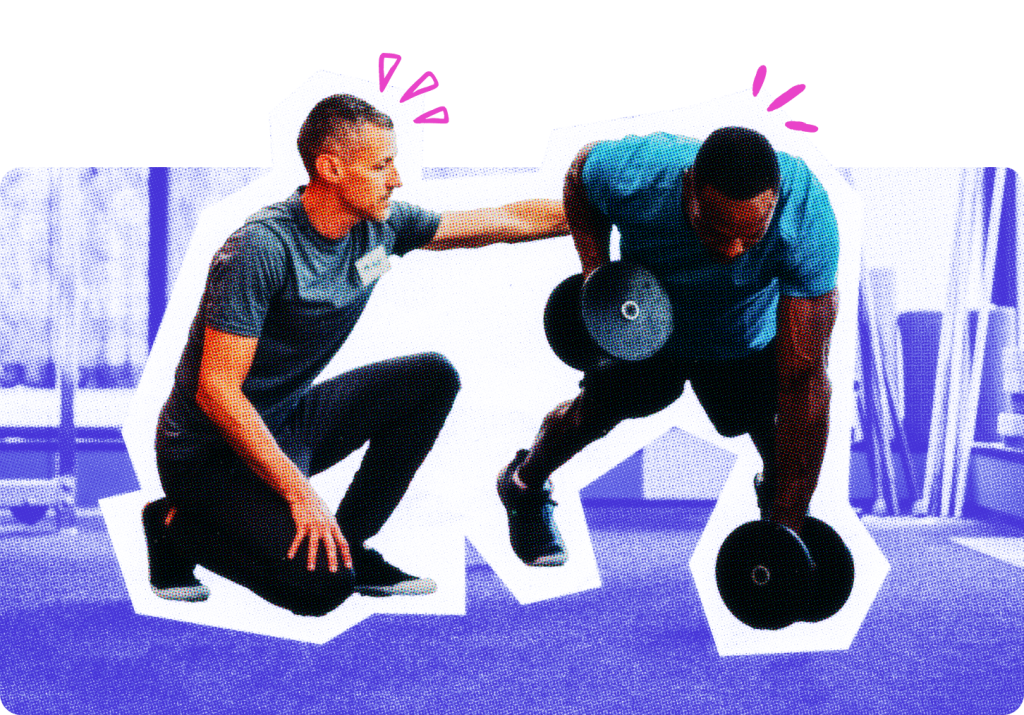 personal trainer working with a fitness client
