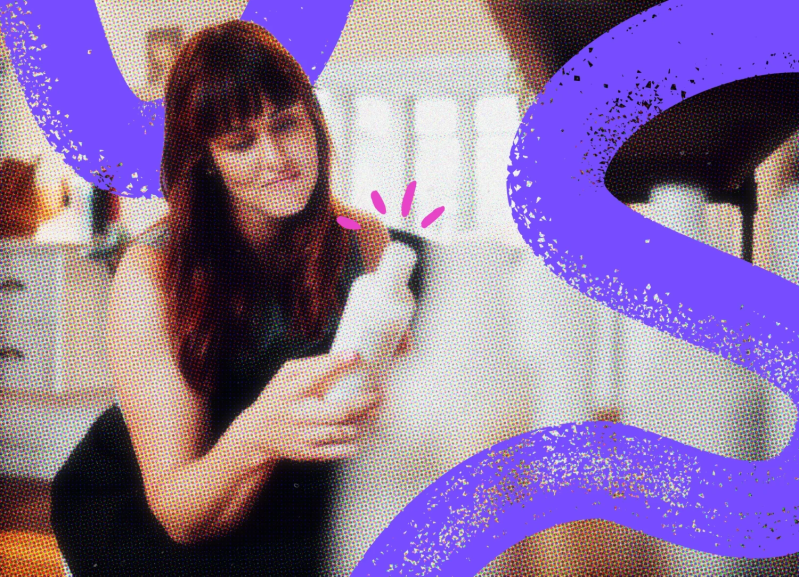 A hair stylist inspecting some inventory.