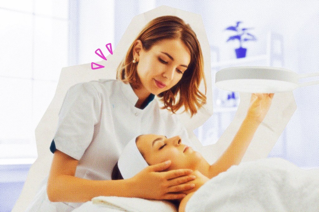 Esthetician working on a client