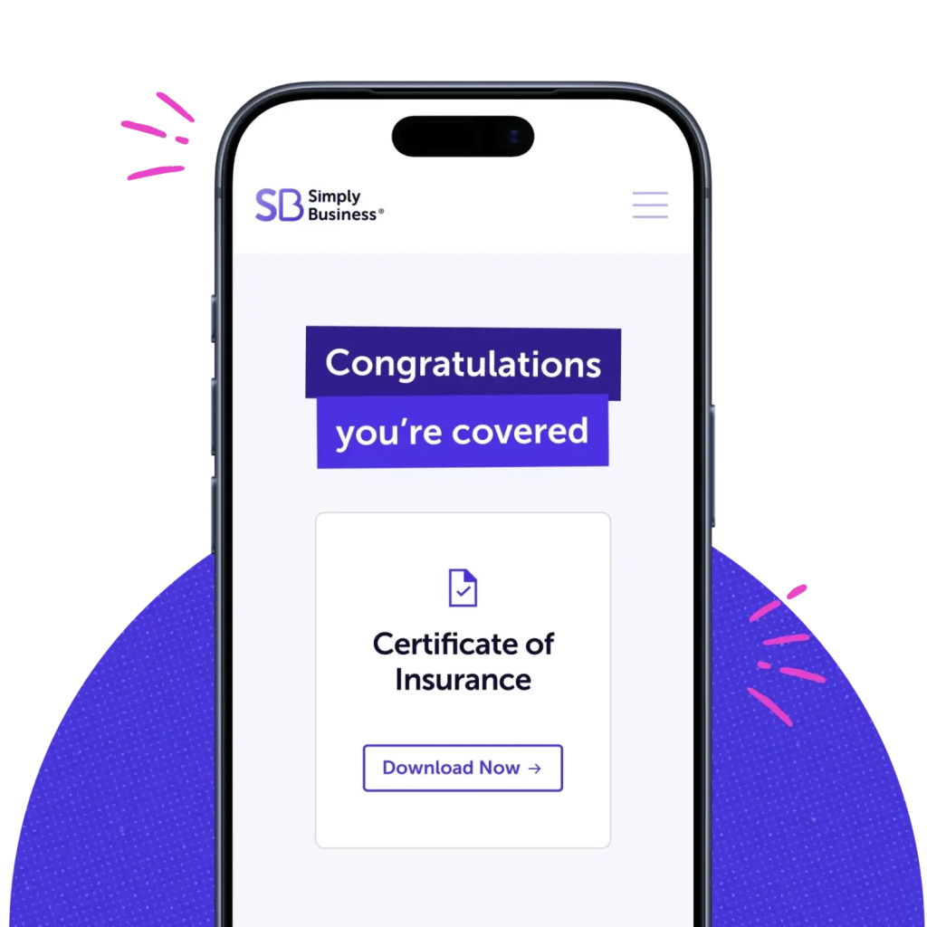 Mobile phone with a Certificate of Insurance download screen